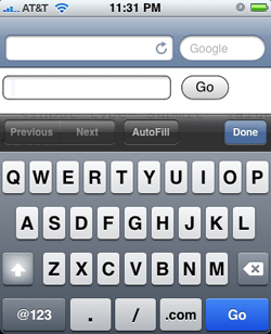 Clavier iPhone HTML5 form url